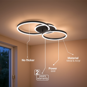 Lampadario LED con telecomando RINOVA 66W, 2 Cerchi, Luce Fredda/Calda/Neutra, Dimmerabile, Nero Lampadari LED con Telecomando Titolo predefinito Alessandro Design