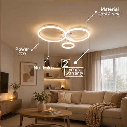 Lampadario LED con Telecomando BETTY 40W, 3 Cerchi, Luce Fredda/Calda/Neutra, Dimmerabile, Bianco, Metallo e Acrilico Lampadari LED con Telecomando Titolo predefinito Alessandro Design