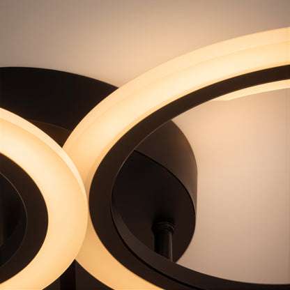 Lampadario LED con Telecomando BETTY 82W, 6 Cerchi, Luce Fredda/Calda/Neutra, Dimmerabile, Lampadari LED Neri con Telecomando Titolo predefinito Alessandro Design