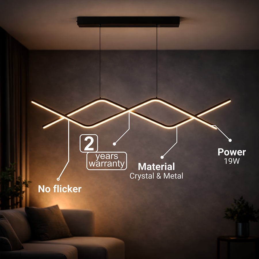 Lampadario LED a Sospensione con Telecomando ZIGZAG 27W, Luce Fredda/Calda/Neutra, Dimmerabile, Nero, Lampadari LED con Telecomando Titolo predefinito Alessandro Design