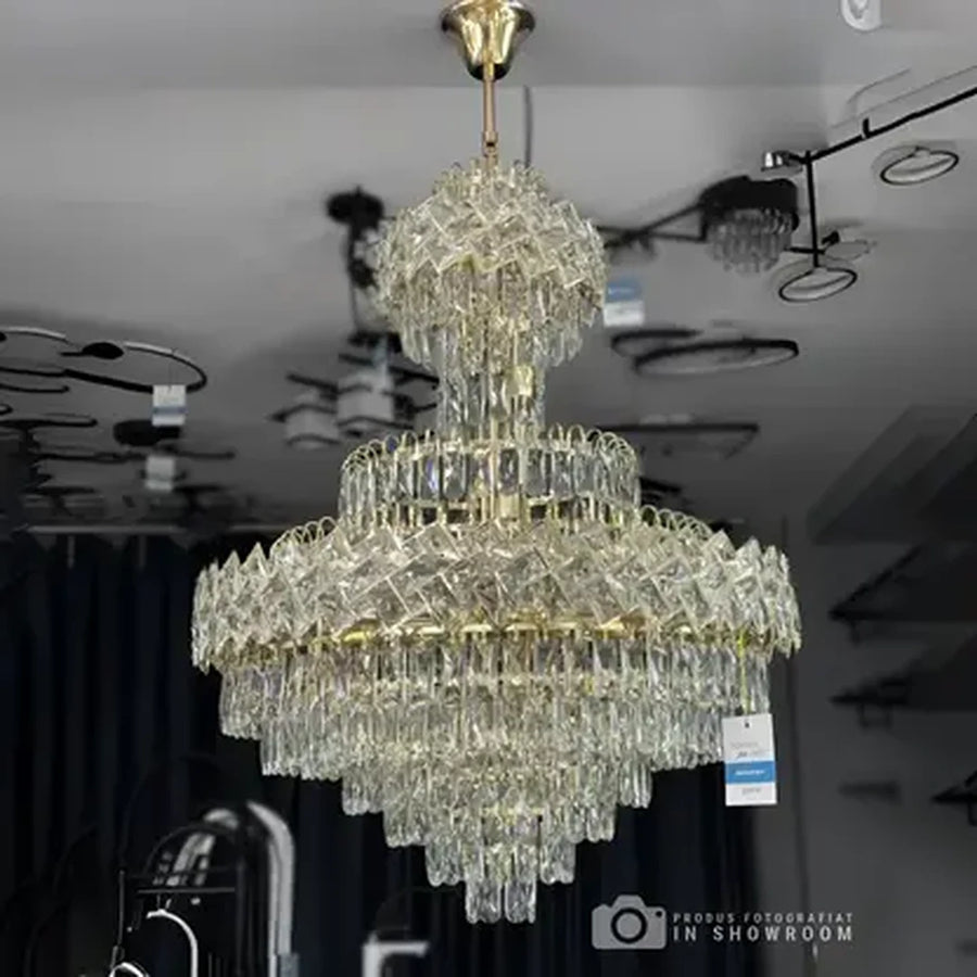 Candelabro Junnut 21xE27, cristallo e metallo, candelabro in cristallo dorato Titolo predefinito Alessandro Design