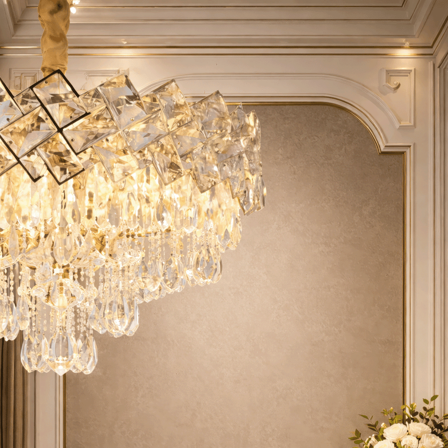 Candelabru Cristal WINDSOR Eleganza 8x E14, Diametru 39cm, Auriu Lucios, Inaltime Reglabila, Metal si Cristal Candelabre Cristal Default Title Alessandro Design