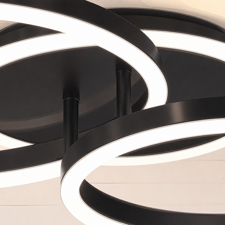 Lampadario LED con telecomando RINOVA 66W, 2 Cerchi, Luce Fredda/Calda/Neutra, Dimmerabile, Nero Lampadari LED con Telecomando Titolo predefinito Alessandro Design