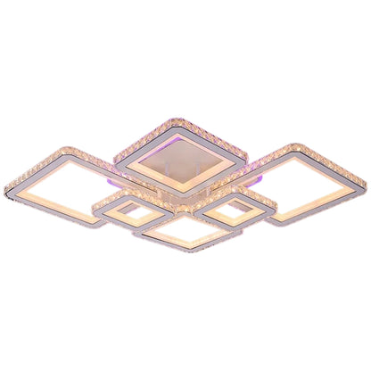 Lampadario LED con telecomando e cristallo QUADRIS RGB 175W, 6 Quadrati, Luce Fredda/Calda/Neutra, Dimmerabile, Lampadari LED Bianchi con Telecomando Titolo predefinito Alessandro Design
