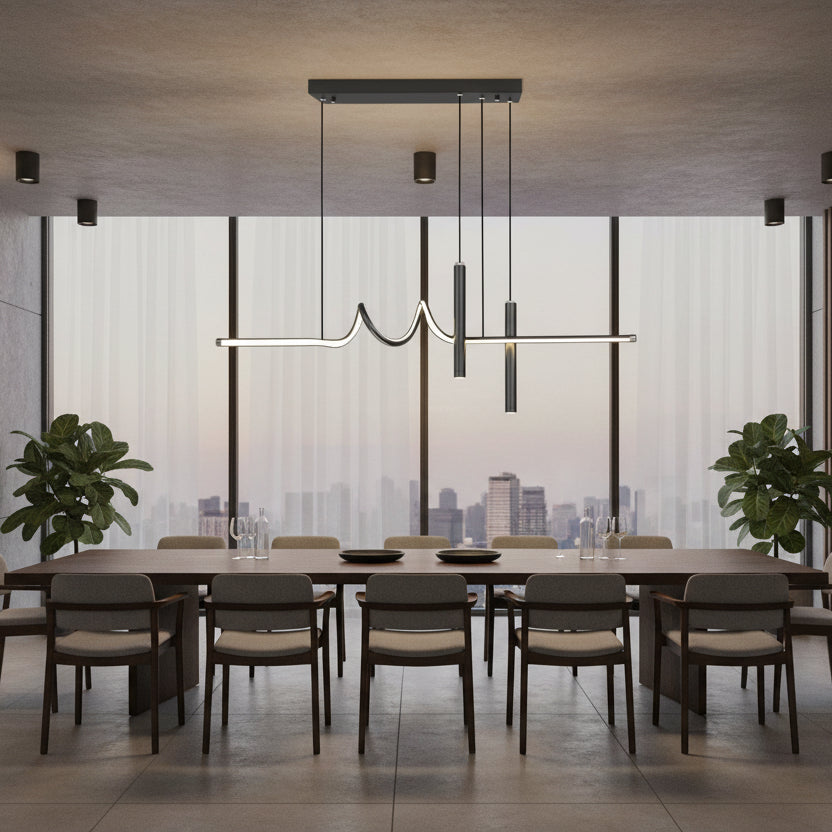 Lampadario LED a sospensione con telecomando DANNA 36W, Luce Fredda/Calda/Neutra, Dimmerabile, Nero, Lampadari LED con Telecomando Titolo predefinito Alessandro Design