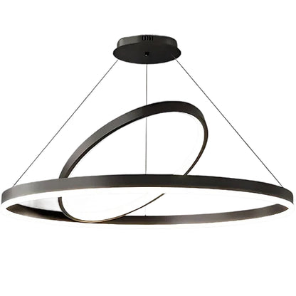 Lampadario LED a Sospensione PAGANO 47W, 3000K, 2 Cerchi, Nero, Altezza Regolabile Lampadari Moderni Titolo predefinito Alessandro Design