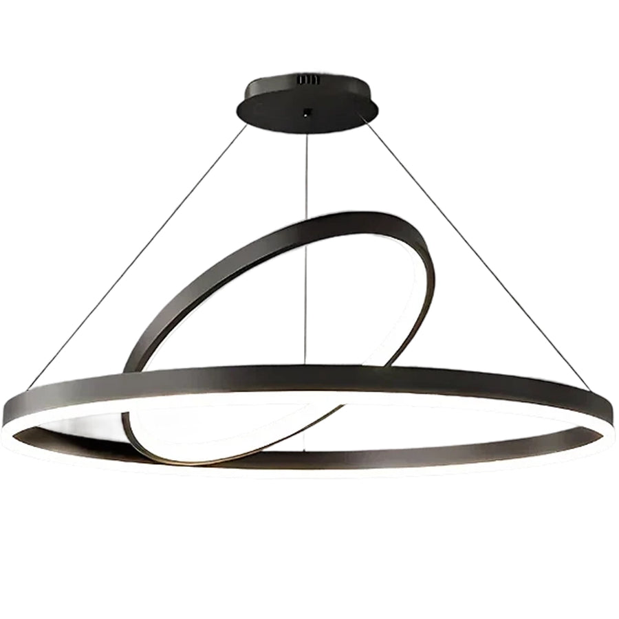 Lampadario LED a Sospensione PAGANO 47W, 3000K, 2 Cerchi, Nero, Altezza Regolabile Lampadari Moderni Titolo predefinito Alessandro Design