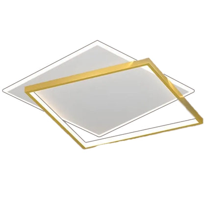 Lampadario LED con telecomando SOLARA 66W, 2 Quadrati, Luce Fredda/Calda/Neutra, Dimmerabile, Lampadari LED con Telecomando Bianco Oro Titolo predefinito Alessandro Design