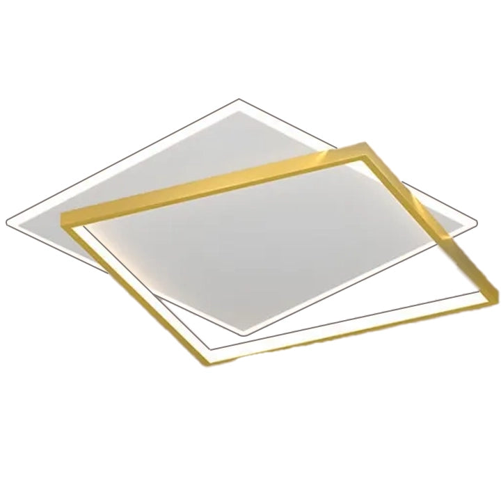 Lampadario LED con telecomando SOLARA 66W, 2 Quadrati, Luce Fredda/Calda/Neutra, Dimmerabile, Lampadari LED con Telecomando Bianco Oro Titolo predefinito Alessandro Design