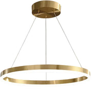 Lampadario LED a Sospensione, ANINA, 34W, 1 Cerchio, Diametro 50cm, Luce Fredda/Calda/Neutra 3000K/4000K/6000K, Dimmerabile, Bianco Oro Lucido, Altezza Regolabile, Lampadari LED in Metallo e Acrilico con Telecomando Titolo predefinito Alessandro Design