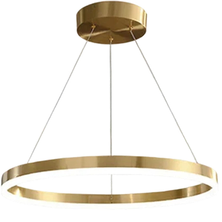 Lampadario LED a Sospensione, ANINA, 34W, 1 Cerchio, Diametro 50cm, Luce Fredda/Calda/Neutra 3000K/4000K/6000K, Dimmerabile, Bianco Oro Lucido, Altezza Regolabile, Lampadari LED in Metallo e Acrilico con Telecomando Titolo predefinito Alessandro Design