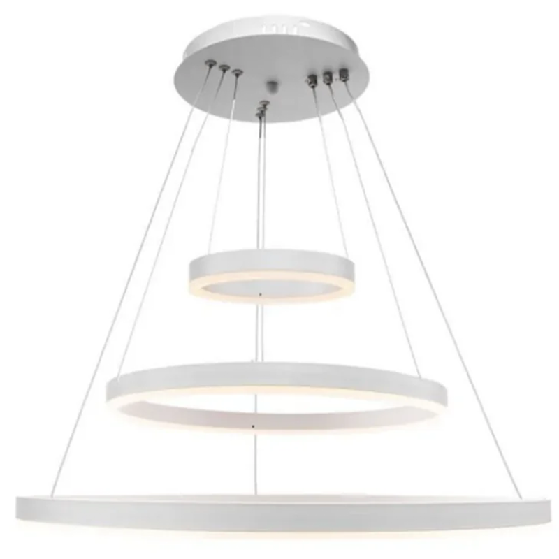 Lampadario LED a Sospensione con Telecomando SERENA 85W, 60cm, 3 Cerchi, Luce Fredda/Calda/Neutra, Dimmerabile, Bianco, Lampadario LED con Telecomando Regolabile in Altezza Titolo predefinito Alessandro Design
