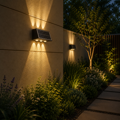 Aplica LED Exterior Solaris, 6 Surse de lumina, Lumina Calda, ABS si Plastic, Negru