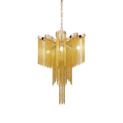 Lampadario B8000/4GD, 4xE14, Diametro 43 cm, Altezza 68 cm, IP20, Oro, Ferro, Alluminio, Lampadine Non Incluse