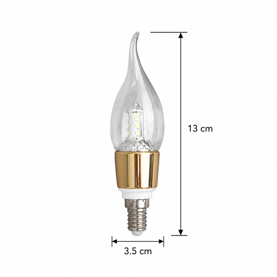Lampadina LED E14 Candela, 9W, Luce Fredda, 6000K, Oro