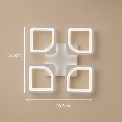 Lampadario a LED con telecomando ZOE 53W, 4 Quadrati, Luce Fredda/Calda/Neutra, Dimmerabile, Lampadario a LED Bianco con telecomando Titolo predefinito Alessandro Design