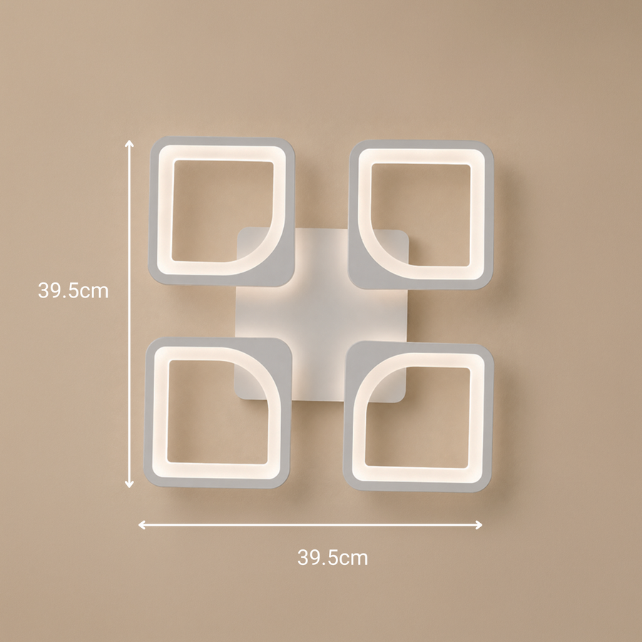 Lampadario a LED con telecomando ZOE 53W, 4 Quadrati, Luce Fredda/Calda/Neutra, Dimmerabile, Lampadario a LED Bianco con telecomando Titolo predefinito Alessandro Design