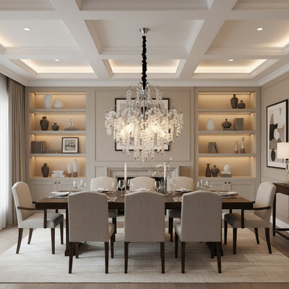 Candelabru Cristal PUBU Eleganza, 5x E14, Diametru 50cm, Crom