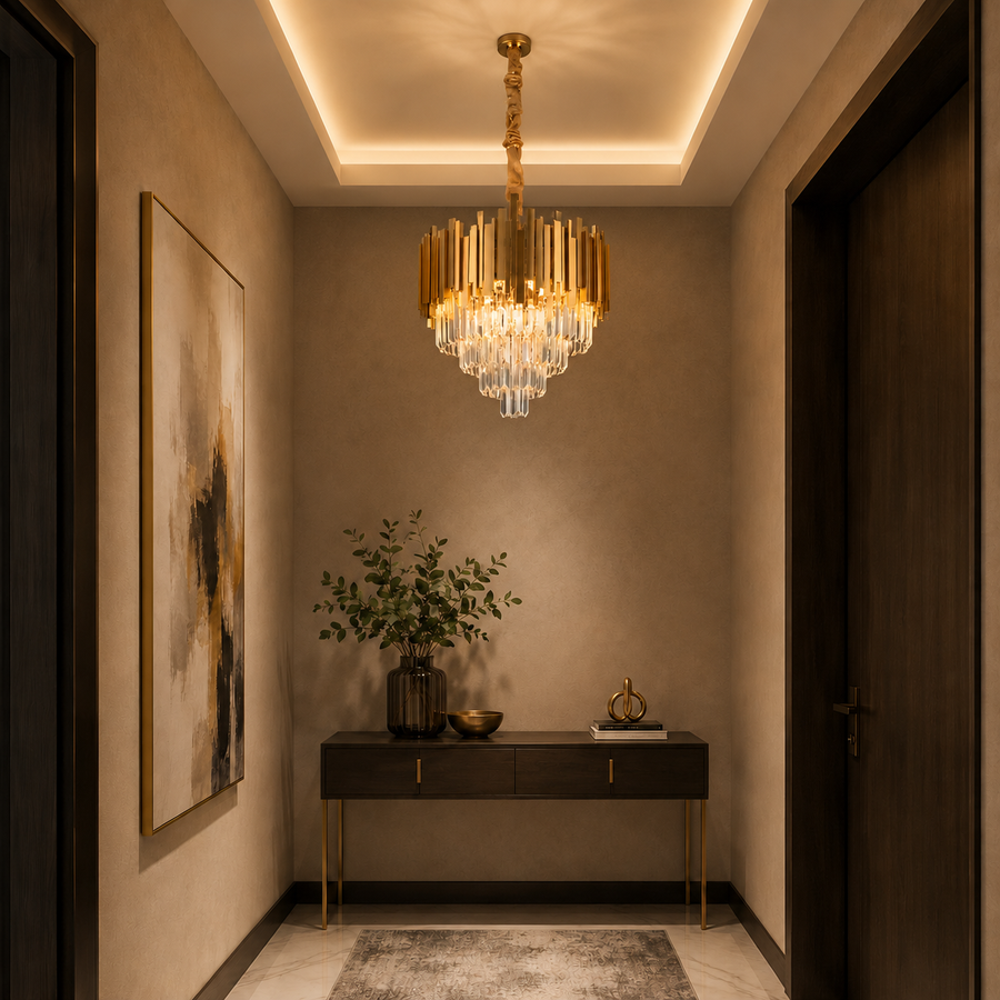 Lampadario BLOIS Petito, diametro 30 cm, 3x E14 oro lucido, altezza regolabile