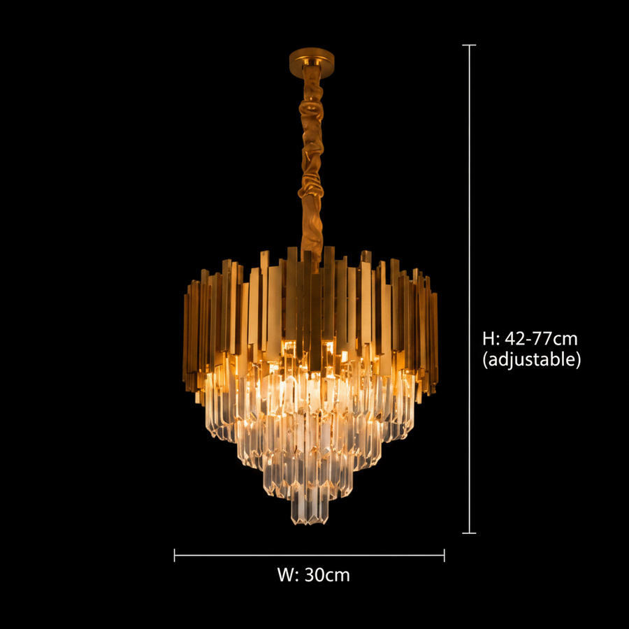Lampadario BLOIS Petito, diametro 30 cm, 3x E14 oro lucido, altezza regolabile