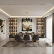 Lampadario in Cristallo BLOIS Eleganza 8xE14, Diametro 50cm, Nero, Altezza Regolabile