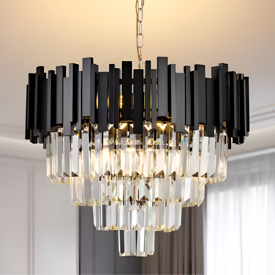 Lampadario in Cristallo BLOIS Eleganza 8xE14, Diametro 50cm, Nero, Altezza Regolabile Lampadari in Cristallo Titolo predefinito Alessandro Design