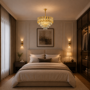 Lampadario Cristallo BUCKINGHAM Nobile 5xE14, Diametro 40cm, Oro Lucido, Altezza Regolabile