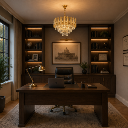 Lampadario Cristallo BUCKINGHAM Nobile 5xE14, Diametro 40cm, Oro Lucido, Altezza Regolabile