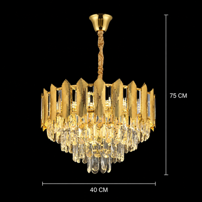 Lampadario Cristallo BUCKINGHAM Nobile 5xE14, Diametro 40cm, Oro Lucido, Altezza Regolabile