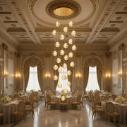 Lampadario LED a Sospensione in Cristallo, Giustiniano, Diametro 60cm, Altezza Regolabile, Oro, Metallo e Cristallo