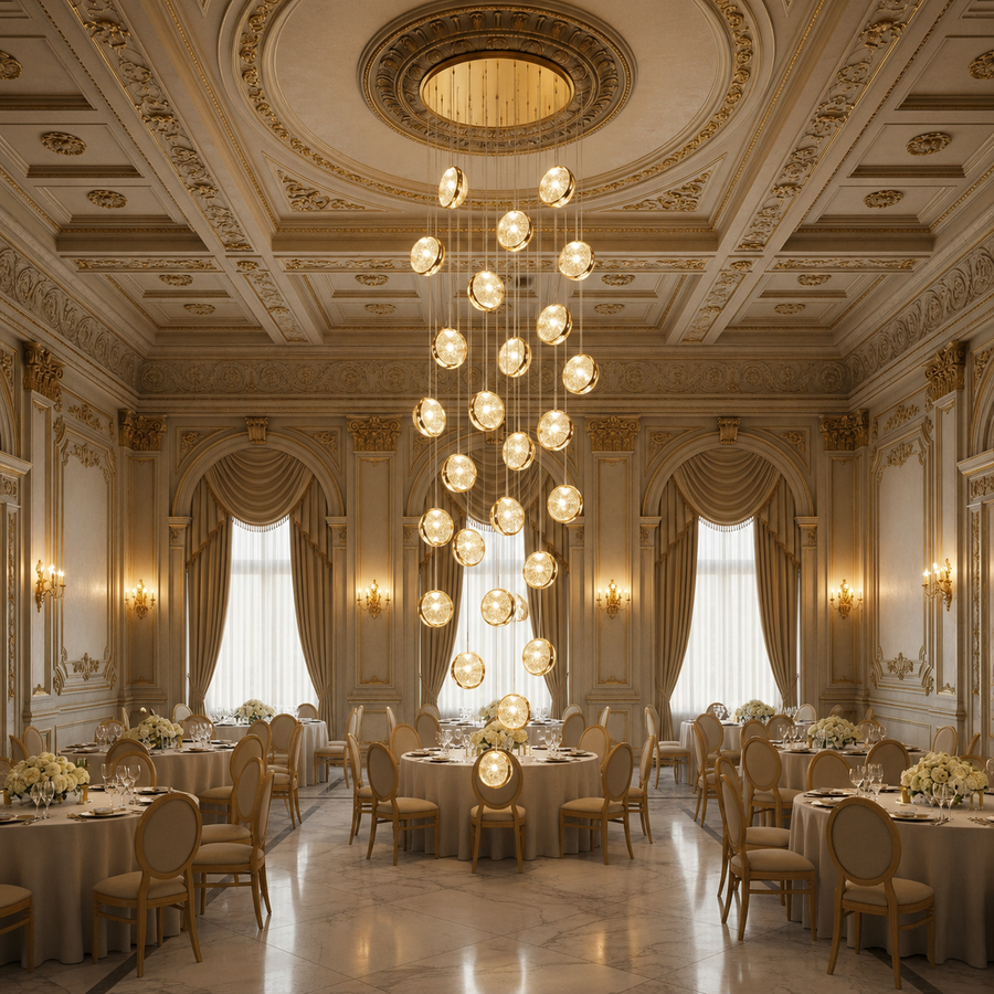 Lampadario LED a Sospensione in Cristallo, Giustiniano, Diametro 60cm, Altezza Regolabile, Oro, Metallo e Cristallo