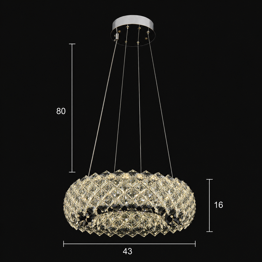 Candelabru Cristal KALTO Nobile, 72W, Inaltime Reglabila, Metal si Cristal, Crom Lucios