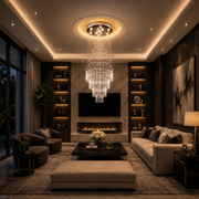 Candelabru Cristal LED 80W AUGUSTA Auriu, Diametru 50cm, Inaltime 200cm, Model Scara