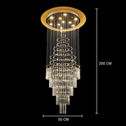 Candelabru Cristal LED 80W AUGUSTA Auriu, Diametru 50cm, Inaltime 200cm, Model Scara