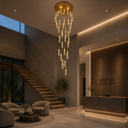 Lampadario LED a Sospensione in Cristallo, 39W, Giustiniano, Diametro 60cm, Altezza Regolabile, Oro, Metallo e Cristallo