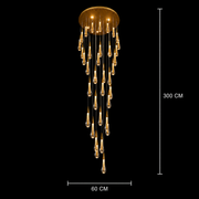 Lampadario LED a Sospensione in Cristallo, 39W, Giustiniano, Diametro 60cm, Altezza Regolabile, Oro, Metallo e Cristallo