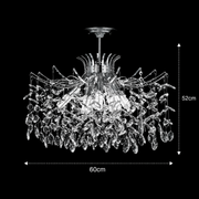 Candelabru Cristal PROWES Magno, 10xE14, D60 cm, Crom Lucios, Inaltime Reglabila, Metal si Cristal