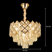 Candelabru Cristal VECTORIA Nobile 5xE14, Diametru 39cm, Auriu, Inaltime Reglabila, Metal si Cristal