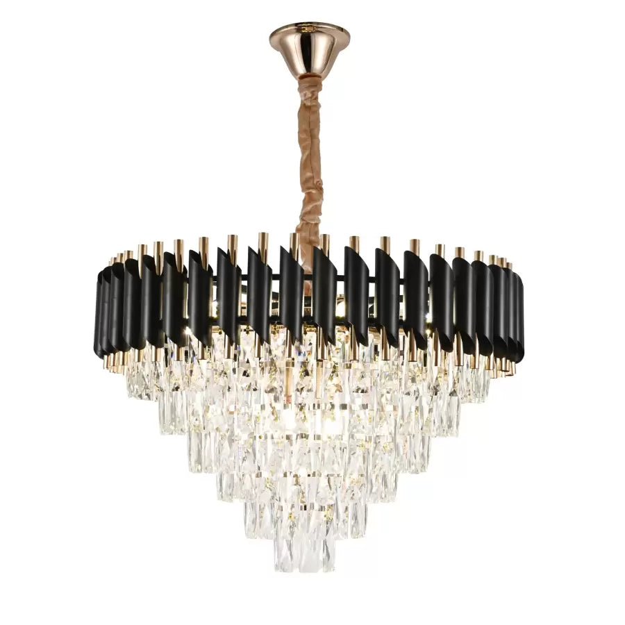 Lampadario di cristallo VERSAILLES Magno 8xE14, diametro 60 cm, nero e oro, altezza regolabile Lampadari di cristallo Titolo predefinito Alessandro Design