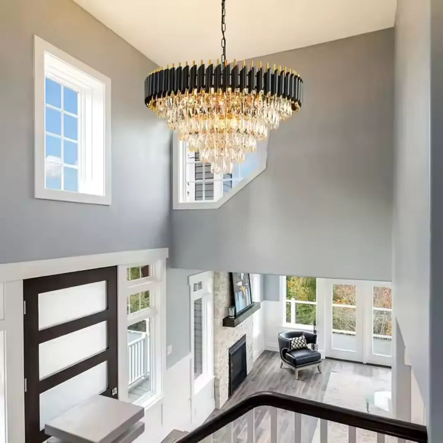 Lampadario di cristallo VERSAILLES Magno 8xE14, diametro 60 cm, nero e oro, altezza regolabile Lampadari di cristallo Titolo predefinito Alessandro Design