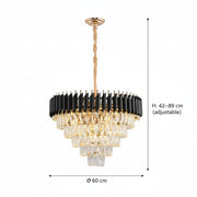 Lampadario di cristallo VERSAILLES Magno 8xE14, diametro 60 cm, nero e oro, altezza regolabile Lampadari di cristallo Titolo predefinito Alessandro Design