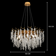Candelabru Cristal WALTZ Cascade, 6x G9, Auriu, 60cm, Inaltime Reglabila