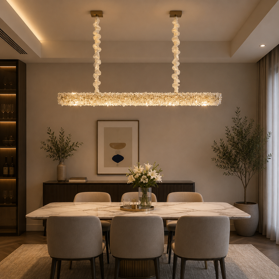 Lampadario di cristallo, PRAGA Imperio, 35W, 96cm, luce fredda/calda/neutra, oro, altezza regolabile