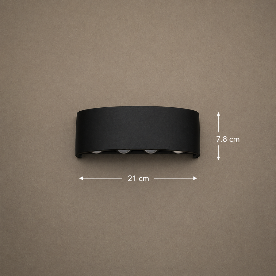 Applique LED per esterni Ellis, 8W, 8 Sorgenti Luminose, Luce Calda, Nero