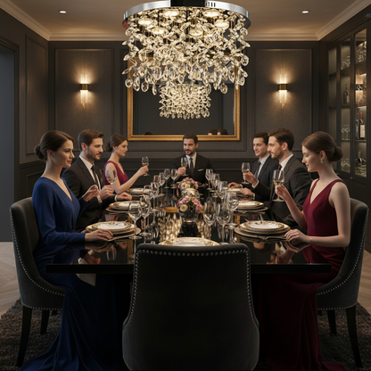 Lampadario LED in cristallo LLC210/550CH Rotondo, 30W, Luce fredda/calda/neutra, Cristallo, Cromo lucido