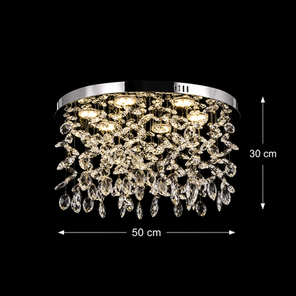Lampadario LED in cristallo LLC210/550CH Rotondo, 30W, Luce fredda/calda/neutra, Cristallo, Cromo lucido