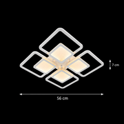 Lampadario a LED con telecomando SUSAN 96W, 4 Quadrati, Luce Fredda/Calda/Neutra, Dimmerabile, Lampadario a LED Bianco con telecomando Titolo predefinito Alessandro Design