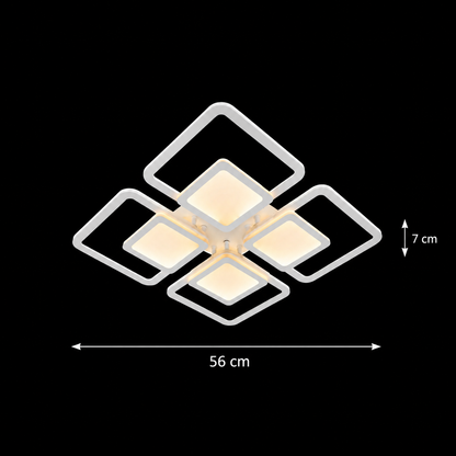 Lampadario a LED con telecomando SUSAN 96W, 4 Quadrati, Luce Fredda/Calda/Neutra, Dimmerabile, Lampadario a LED Bianco con telecomando Titolo predefinito Alessandro Design