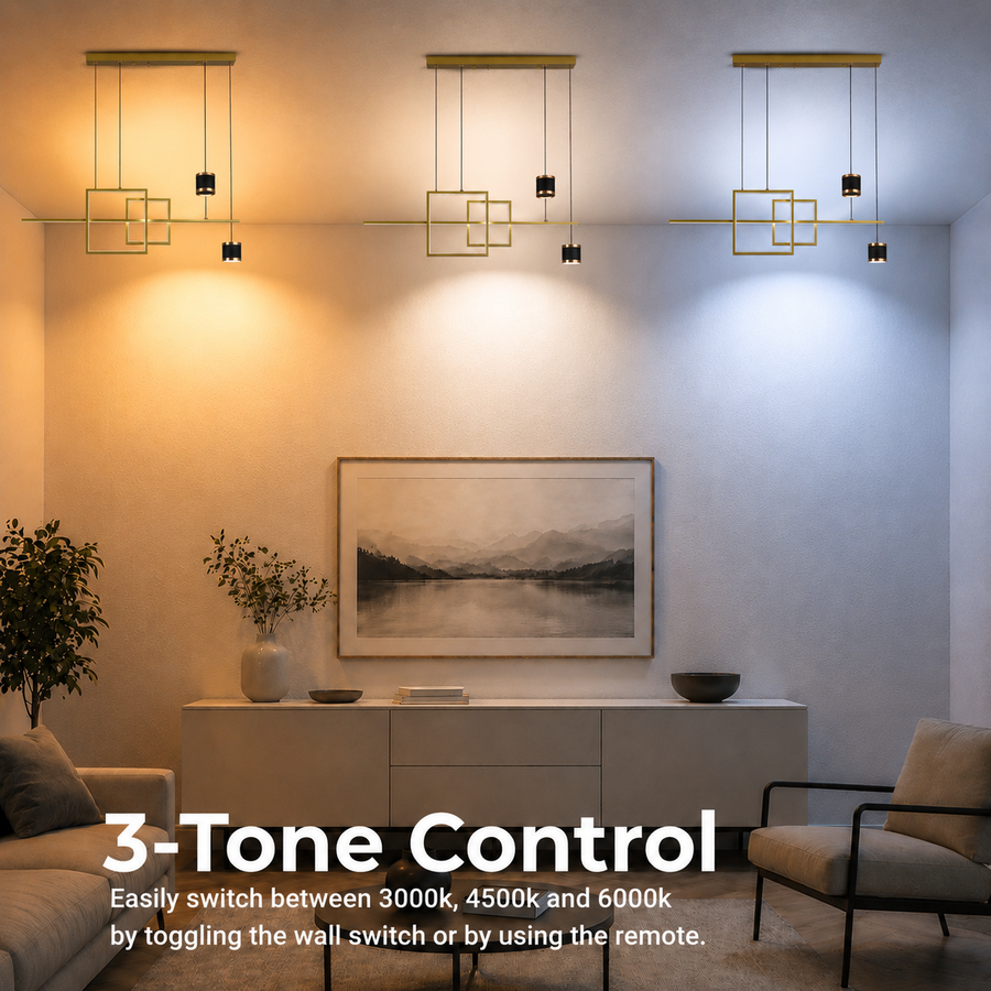 Lampadario a sospensione LED con telecomando DENISSE 81W, Luce Fredda/Calda/Neutra, Dimmerabile, Oro, Altezza regolabile, 2233/4GD Lampadari a LED con telecomando Titolo predefinito Alessandro Design