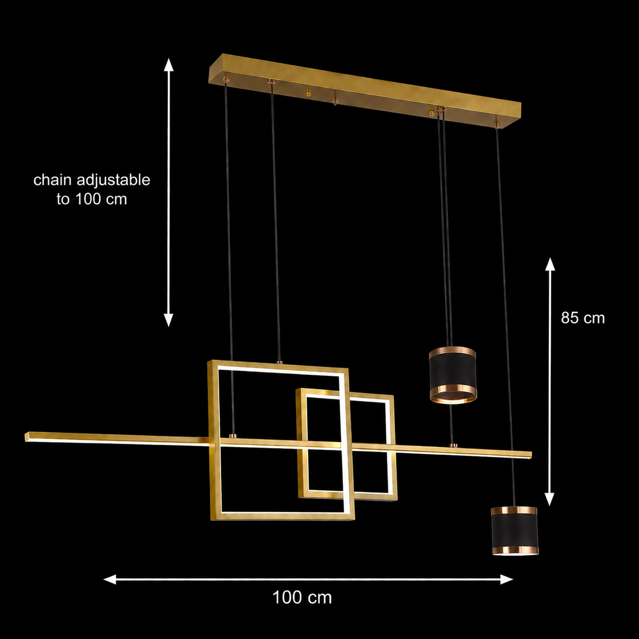 Lampadario a sospensione LED con telecomando DENISSE 81W, Luce Fredda/Calda/Neutra, Dimmerabile, Oro, Altezza regolabile, 2233/4GD Lampadari a LED con telecomando Titolo predefinito Alessandro Design